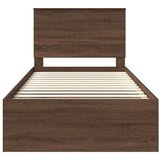  Konstrukcija postelje z vzglavjem Rjav hrast 100 x 200 cm, (5000103236) | Shoptok.si
