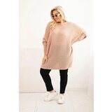 Kesi Włoski Women's Plus Size Sweater with mohair poncho powder pink | Shoptok.si