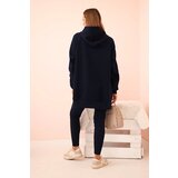 Polski Women's cotton set with a hooded sweatshirt and high-waisted leggings navy blue | Shoptok.si