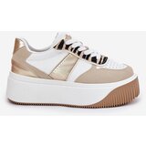 Boto Women's sneakers on a chunky platform animal print beige-gold Telanila | shoptok.hr
