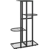 vidaXL Stojalo za rože 4-nadstropno 43x22x76 cm črna kovina | Shoptok.si