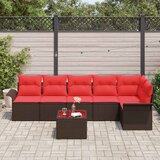  Sjedeća garnitura za vrt 7 kom. Smeđa poliratan 297,5 x 132,5 x 69 cm | shoptok.hr