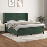 vidaXL Krevet s oprugama i madracem tamnozeleni 160x200 cm baršunasti | shoptok.hr