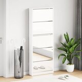 Ormarić za cipele s 5 razina i ogledalom 63x17x169,5 cm bijeli | shoptok.hr
