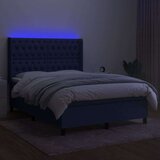  Box spring postelja z vzmetnico LED modra 140x200 cm blago, (20883819) | Shoptok.si