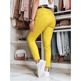 DStreet Spodnie damskie slim fit z paskiem LINESKA musztardowe | shoptok.hr