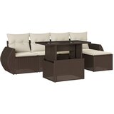  6-dijelni set vrtnih sofa od poliratana s jastucima smeđi | shoptok.hr