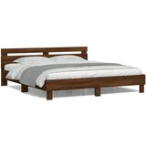 vidaXL Okvir za krevet s uzglavljem i LED boja smeđeg hrasta 180x200cm Cijene