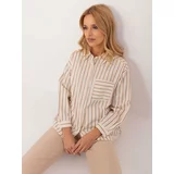 Fashion Hunters Casual shirt with cream and camel stripes