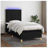  Box spring s madracem LED crni 90x200 cm od tkanine | shoptok.hr