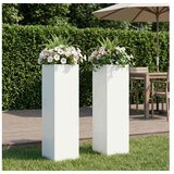 vidaXL Vrtna saksija 2 kom. Bijela 20 x 20 x 75 cm Čelična vrata - Bijela 20 x 20 x 75 cm 2 | shoptok.hr