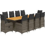  11-dijelni vrtni bistro set od poliratana s jastucima sivi | shoptok.hr