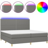 Maison Chic Box spring postelja - Vzmetna postelja z vzmetnico LED temno siva 200x200 cm blago SL22628, (21904411) | Shoptok.si