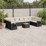  11-dijelni set vrtnih sofa od poliratana s jastucima crni Cijene