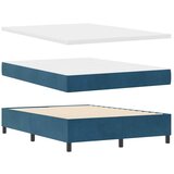 Box spring krevet s LED trakama Plava 160 x 200 cm Baršun - Tamno plava 160 x 200 cm Prošiveno gumbima | shoptok.hr