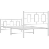 Metalni Kovinski posteljni okvir z vzglavjem in vznožjem bel 100x190 cm | Shoptok.si