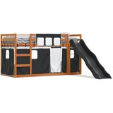 vidaXL Pograd s toboganom in zavesami bel in črn 90x200 cm | Shoptok.si