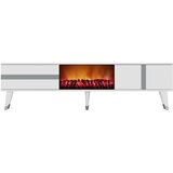 Hanah home Vania Fireplace - White, Silver WhiteSilver TV Stand Cene
