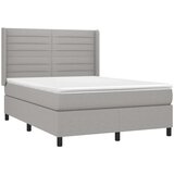  Box spring postelja z vzmetnico LED sv. siva 140x200 cm blago, (20789659) | Shoptok.si