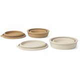 Liewood 2 dijelni set sklopivih posudica s poklopcem iz silikona dale sandy/oat mix | shoptok.hr