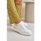 Boto Low Women's Platform Sneakers Made Of Eco Leather White-Beige Nevelena | Shoptok.si