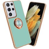 Cadorabo Samsung v sijajni turkizni - Zlato z obročem silikonski/TPU ovitek z zaščito pred kamero in držalo magnetnega avtomobila, (20617660) | Shoptok.si
