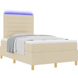 vidaXL Box Spring postelja z vzmetnico in LED svetlobo Krem 120x200 cm Tkanina, (22067164) | Shoptok.si