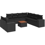  10-dijelni set vrtnih sofa s jastucima crni od poliratana | shoptok.hr