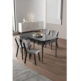 Hanah home Rasklopivi trpezarijski sto i stolice (5 delova) Exve Black Marble Grey | Eponuda.com