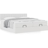 vidaXL Otomanski posteljni okvir z vzmetnicami bel 180x200cm um. usnje | Shoptok.si