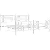  Metalni okvir kreveta uzglavlje i podnožje bijeli 183x213 cm | shoptok.hr
