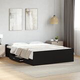 Maison Chic Posteljni okvir - Dvoposteljna postelja - Zakonska postelja s predali črn 135x190 cm inženirski les, (21694435) | Shoptok.si
