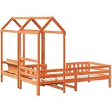  Set kreveta i klupe s krovom voštano smeđi 100x200 cm borovina | shoptok.hr