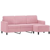  Trosjed s tabureom ružičasti 180 cm baršunasti | shoptok.hr