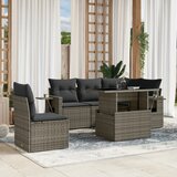 The Living Store Vrtna sedežna garnitura 6-delna z blazinami siv poli ratan - Vrtna Sedežna Garniture, (21466347) | Shoptok.si