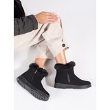 Shelvt Black comfortable insulated women's ankle boots with fur | Shoptok.si