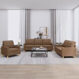  3-dijelni set sofa s jastucima smeđi od tkanine | shoptok.hr