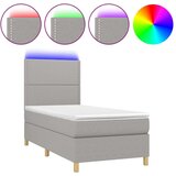  Krevet box spring s madracem LED svjetlosivi 90x190 cm tkanina | shoptok.hr