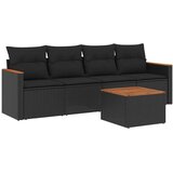  5-dijelna vrtna garnitura od poliratana s jastucima crna 61.5 x 62 x 69 cm | shoptok.hr