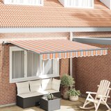 vidaXL Ročna retraktibilna tenda z večbarvnim črtastim vzorcem 350x250 cm Cene