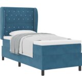 Box Spring Krevet s Madracem Tamnoplavi 90x200 cm Baršun | shoptok.hr