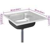  Kuhinjski sudoper s cjedilom srebrni 600 x 600 x 155 mm čelični | shoptok.hr