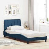  Postelja z vzmetnico modra 90x190 cm blago | Shoptok.si