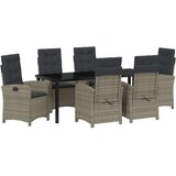  Set za vrtno objedovanje od 7 komada s jastučićima siva poli ratan | shoptok.hr