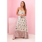 Kesi Włoski Women's dress with straps made of light viscose with a frill violet | shoptok.hr