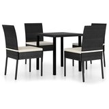  5-dijelni vrtni blagovaonski set od poliratana crni | shoptok.hr