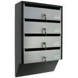 ROTTNER Sustav poštanskih sandučića Depot 4 (D x Š x V: 38,5 x 14 x 60 cm, Crne-srebrne boje, Čelik, Pločica s imenom) Cijene