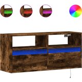 Maison Chic Stenska TV omarica - TV stojalo - Televizijska omarica z LED lučkami dimljeni hrast 100x31x45 cm, (21702413) | Shoptok.si