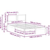  Krevetna konstrukcija Crna 135 x 190 cm Čvrsto borovo drvo | shoptok.hr