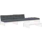  The Living Store Vrtna sedežna garnitura 4-delna z blazinami bela trdna borovina - Vrtna Sedežna Garnitura, (21446037) | Shoptok.si